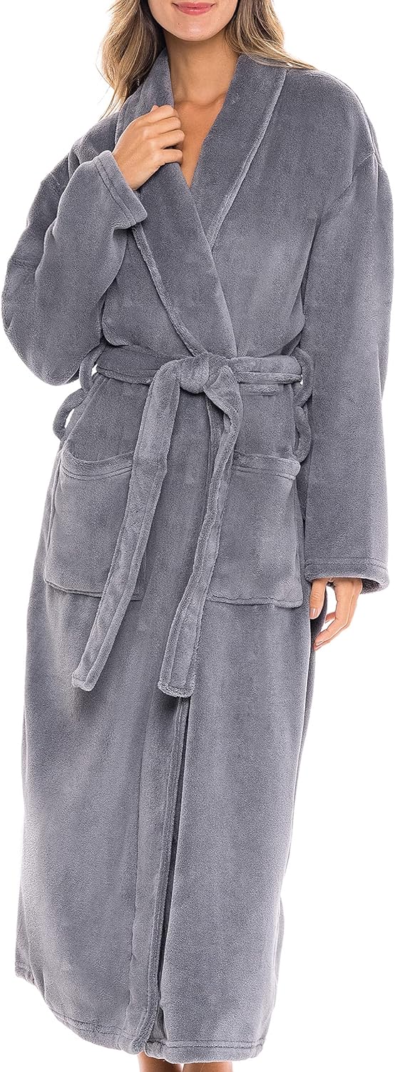 Alexander Del Rossa Women' Warm Fleece Winter Robe, Long Soft Plush Cozy Bathrobe