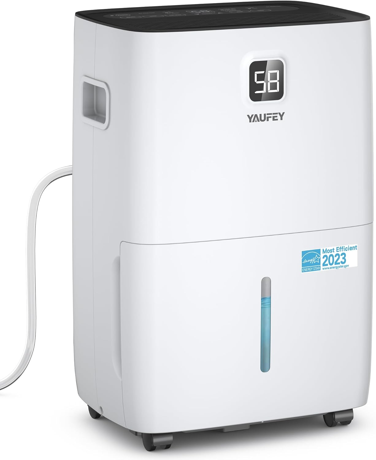 Yaufey 80 Pints Energy Star Dehumidifier for Basement, Home and Large Room up to 5000 Sq. Ft., with Drain Hose, Timer, Intelligent Humidity Control and Large Water TankJD025Q-80