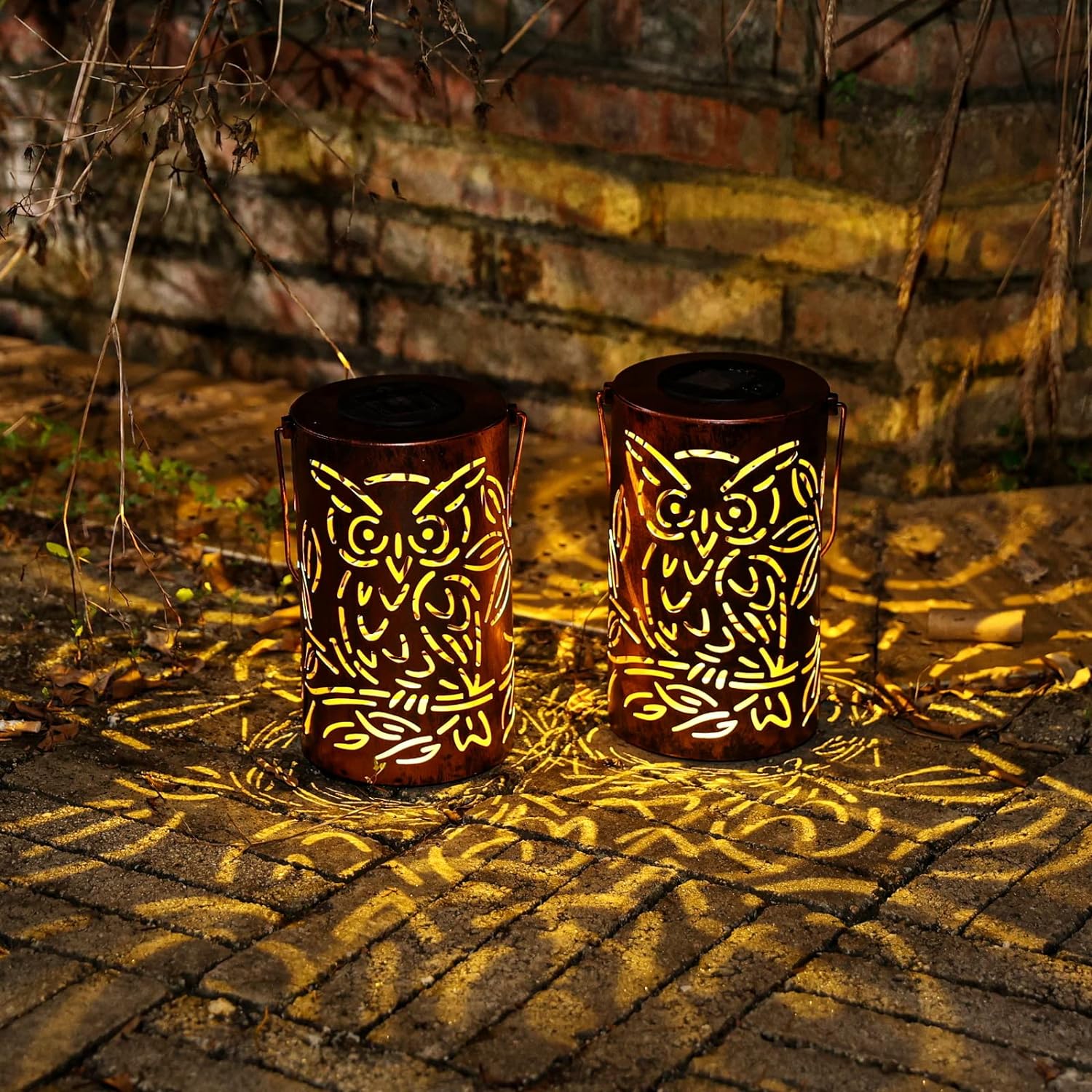 2 Pack Solar Lanterns Outdoor Garden Decor Hanging Solar Lantern Lights,Owls Decor Outdoor Lanterns,Waterproof Led Garden Lanterns for Patio, Yard, Table, Pathway