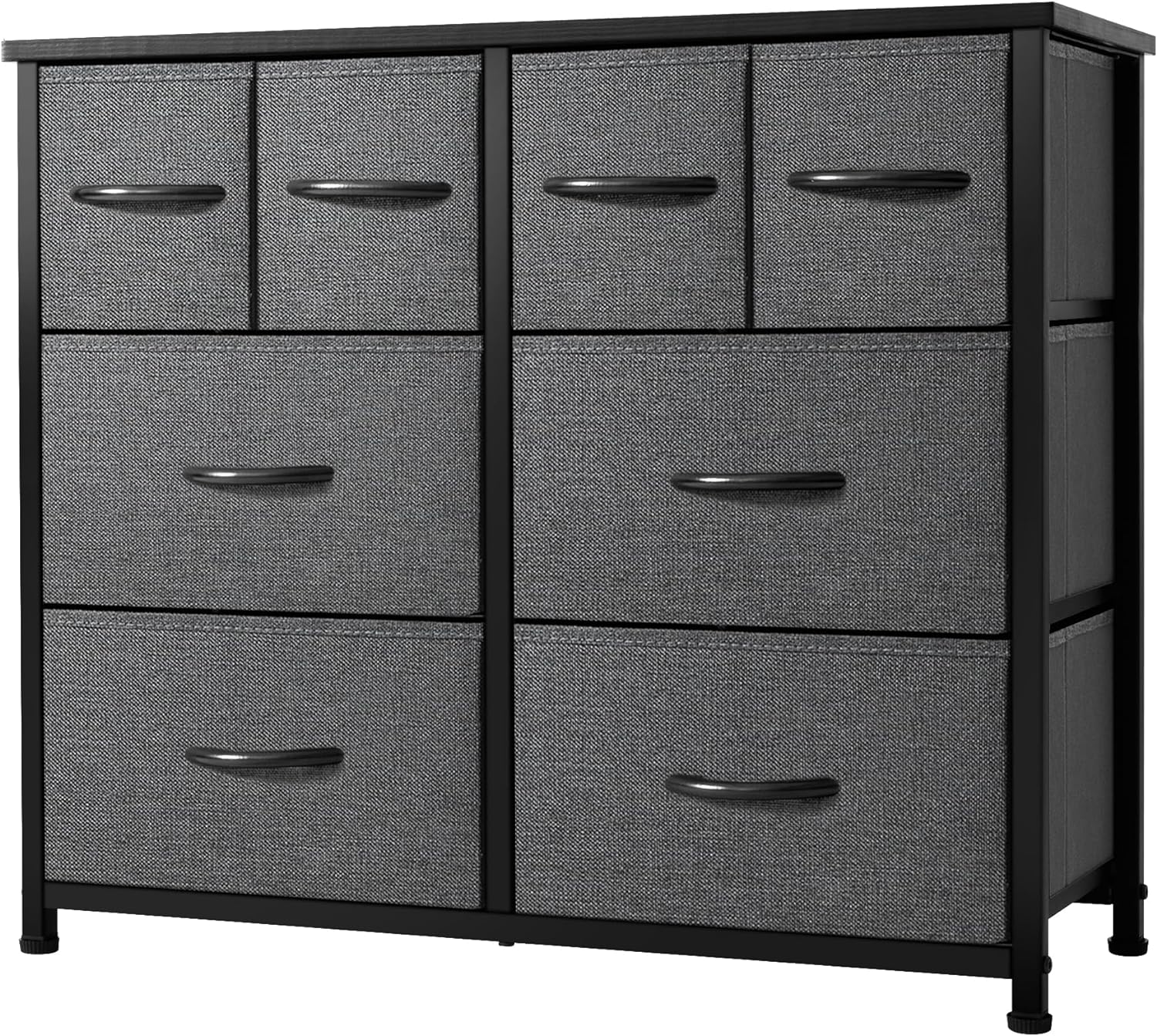 AZL1 Life Concept 8 Drawers, Bedroom, Wide Fabric Dresser for Storage and Organization, Grey