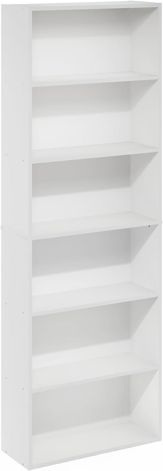 Furinno Jaya Simply Home Free Standing 6-Tier Open Storage Bookcase, White