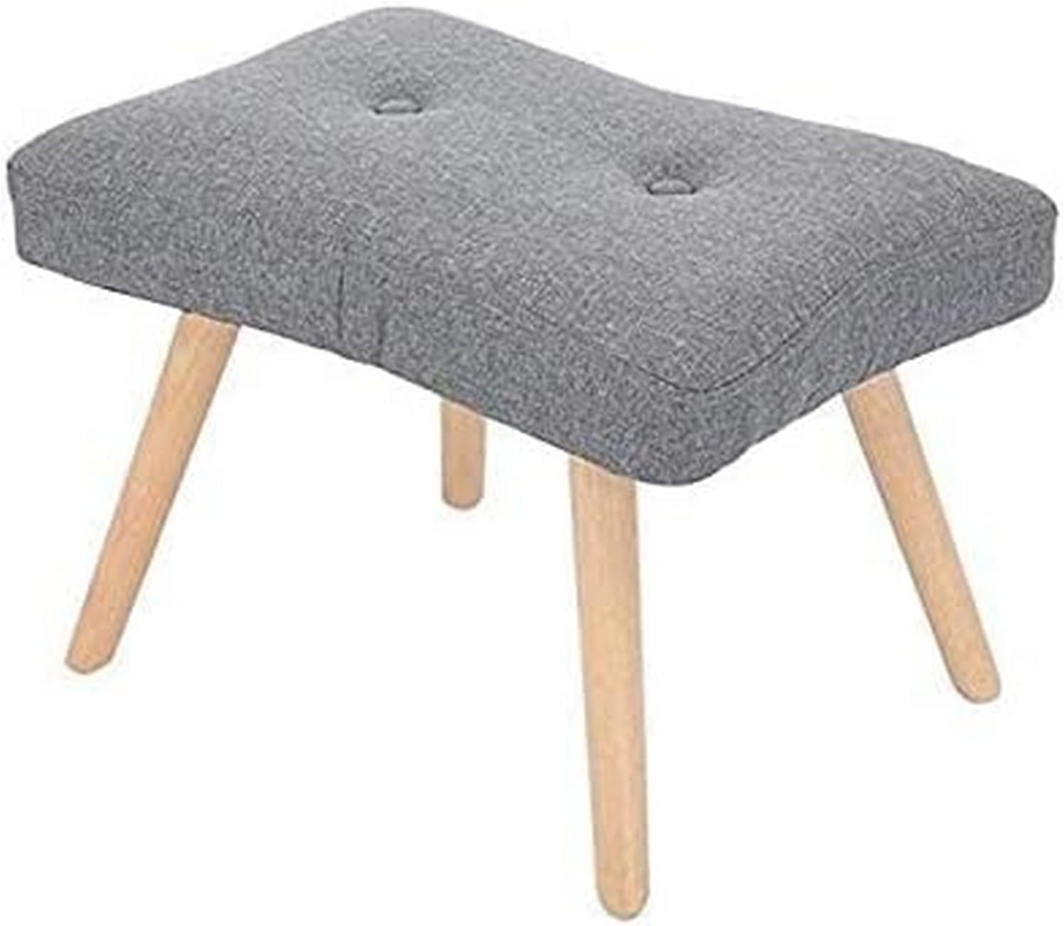 Footstool Foot Stool Solid Wood Seat Stool | Padded Footstool Sofa Ottoman Pedals | Nordic Dressing Stool Change Shoe Bench Bed End Stool, Gray