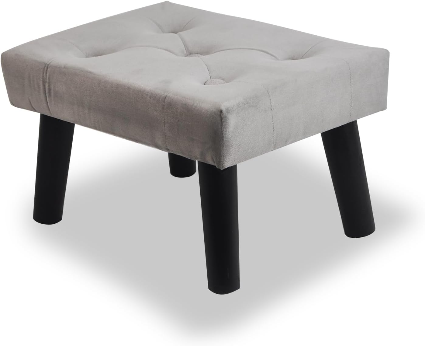 Small Footstool Ottoman, Velvet Footrest Stool with Wood Leg Sofa Footrest Extra Seating Rectangle Foot Stools for Couch Living Room Bedroom Entryway Office -Grey