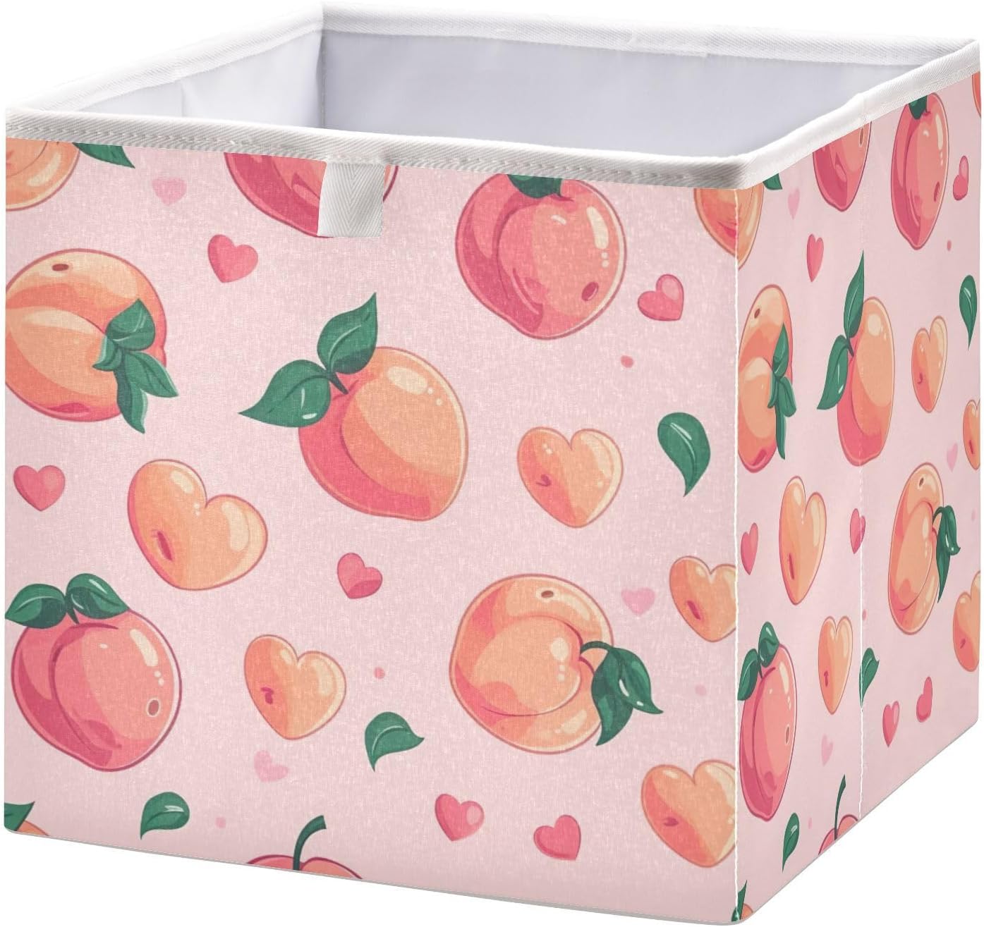 Pink Peach Rectangular Storage Bins - 16x11x7 In Large Foldable Storage Basket Fabric Storage Baskes Organizer for Toys, Books, Shelves, Closet, Home Decor