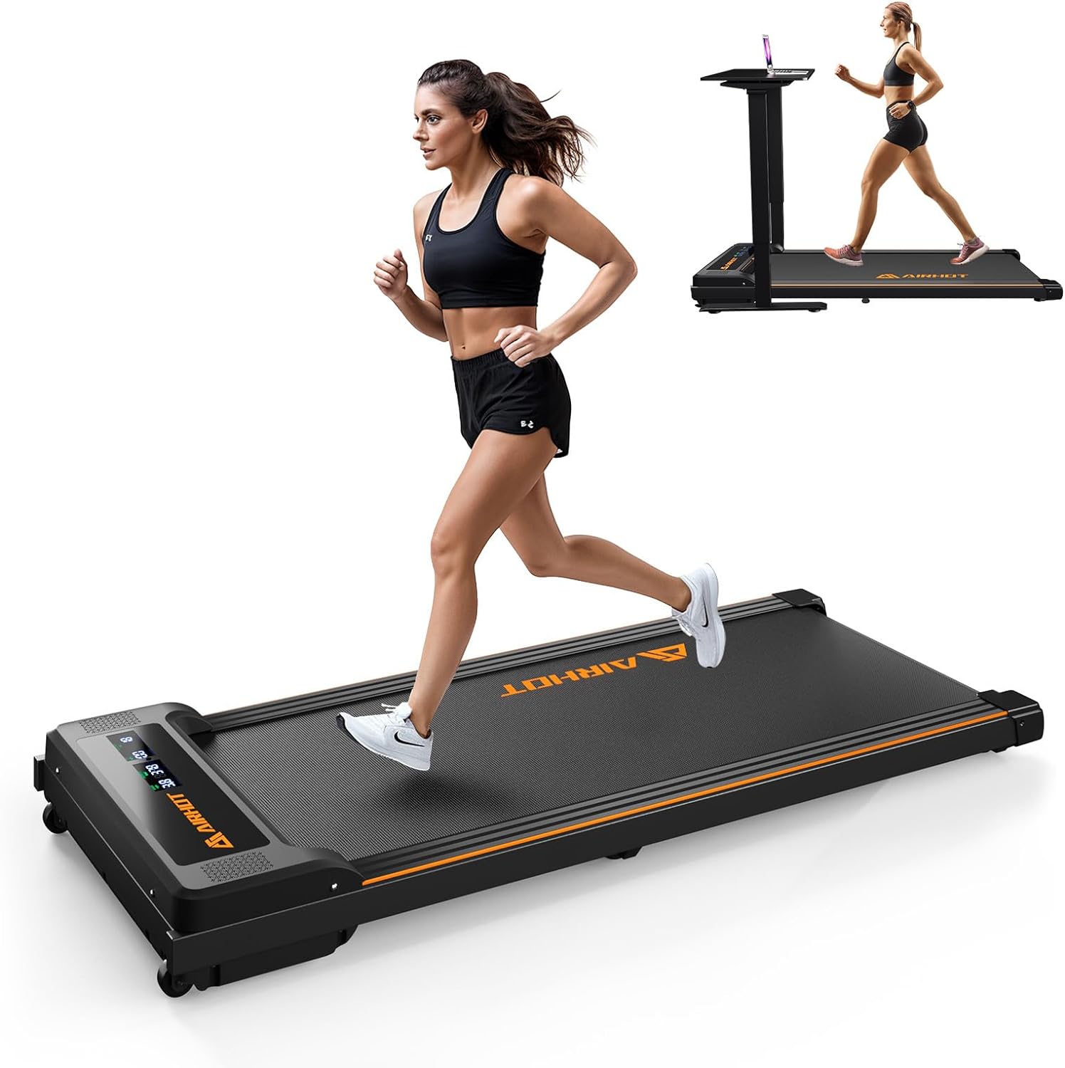 Walking Pad Treadmill, 2.5HP Under Desk Treadmill with Remote Control & LED Display, Quiet Desk Treadmill for Compact Space, Portable Treadmill for Home Office Use