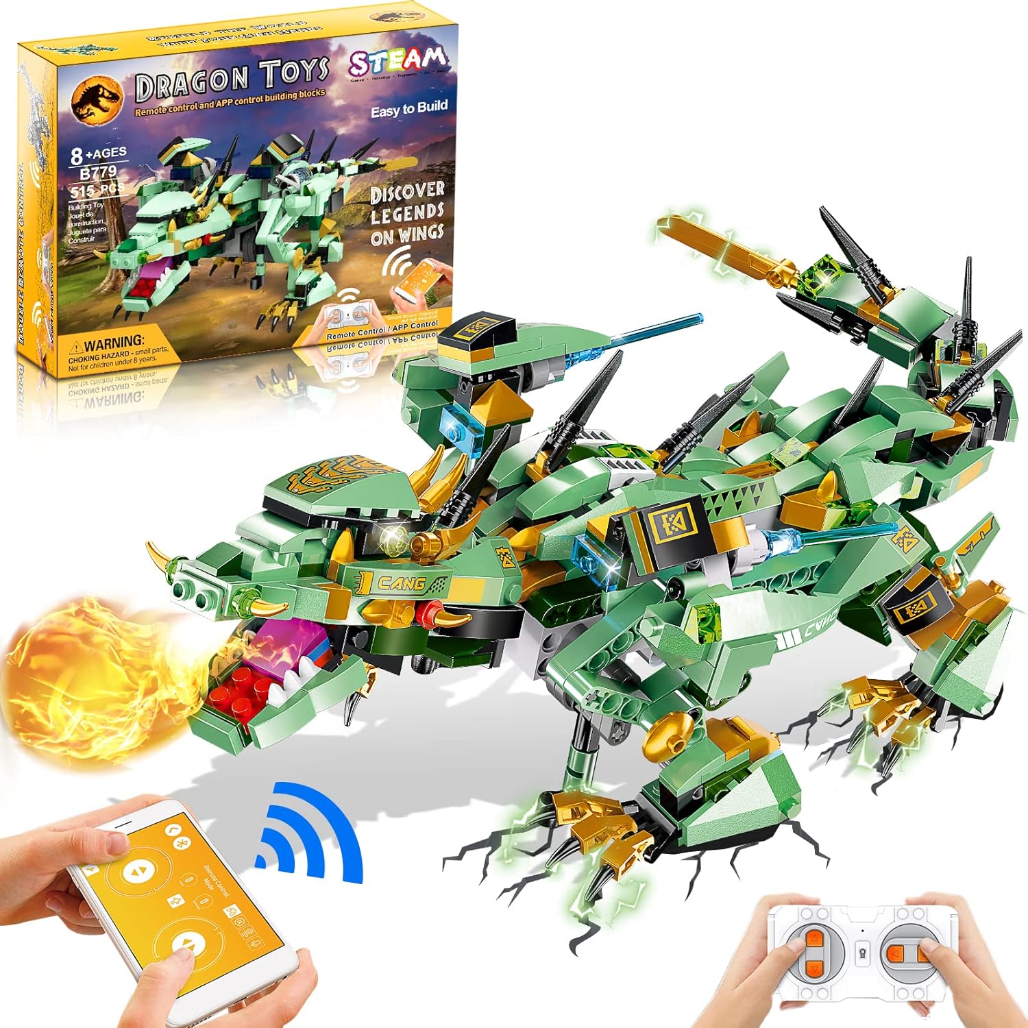 Sillbird Remote&APP Control Dragon Robot Building Kit, STEM Projects for Kids Age 8-12-16, Educational STEM Birthday Gifts Toys for 8 9 10 11 12 Year Old Boys Girls (515 Pieces)