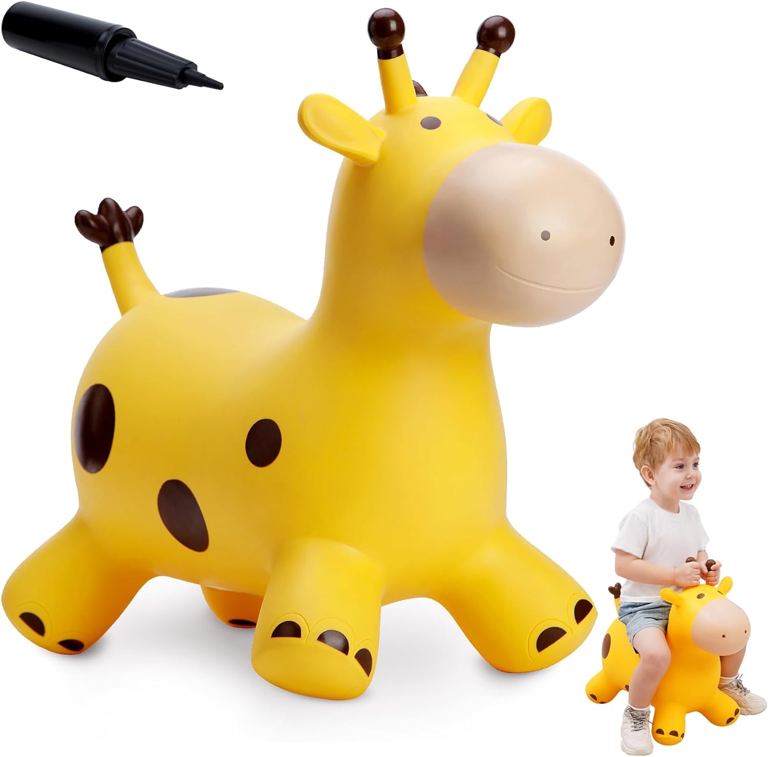 Giraffe Bouncy Horse Hopper Toys for Kids, Animals Jumping Inflatable Ride on Bouncer Hopping Gifts for Toddlers Boys Girls 18 Months 2 3 4 5 6 Years Old