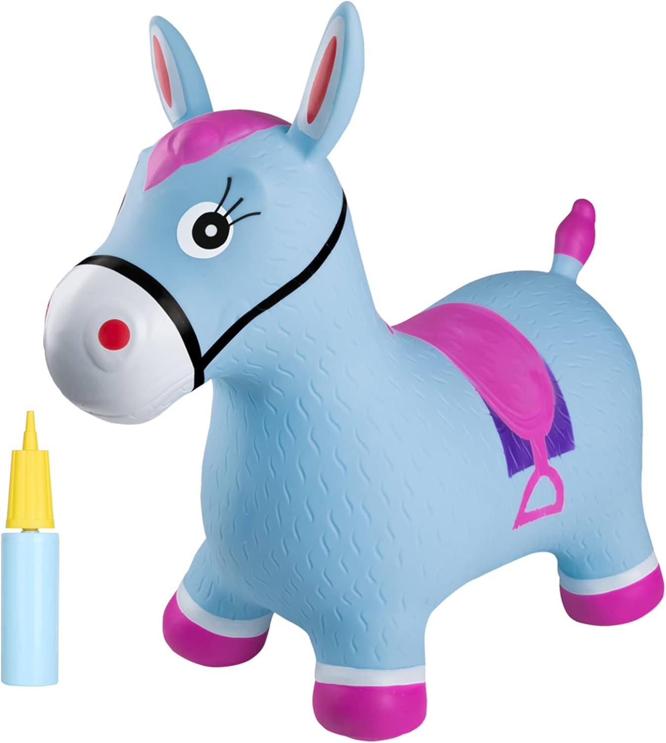 INPANY Bouncy Horse Hopper - Inflatable Jumping Horse, Ride on Rubber Bouncing Animal Toys for Kids/Toddlers/Children/Boys/Girls (Pump Included)