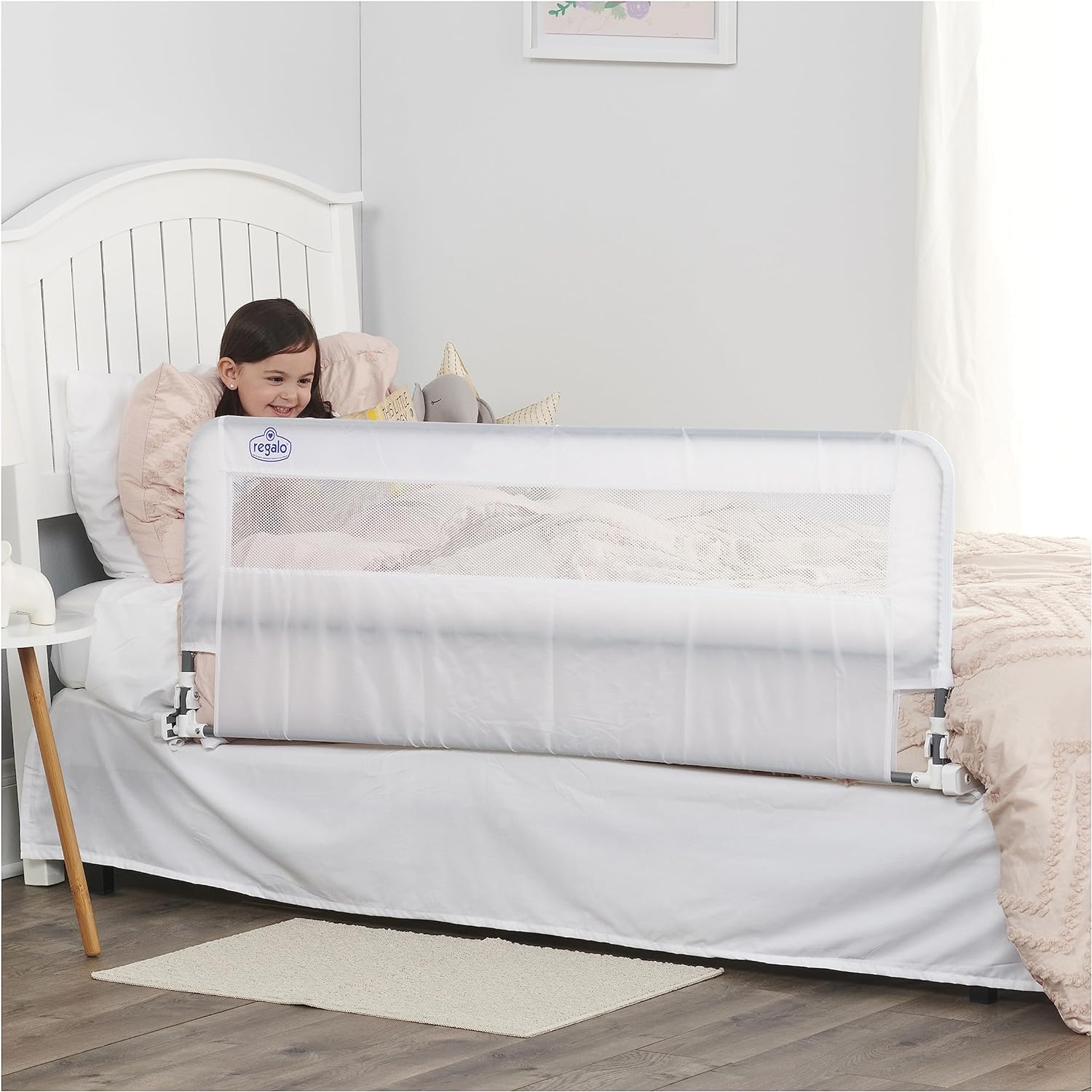 Regalo Hideaway 54-Inch Extra Long Bed Rail Guard, with Reinforced Anchor Safety System