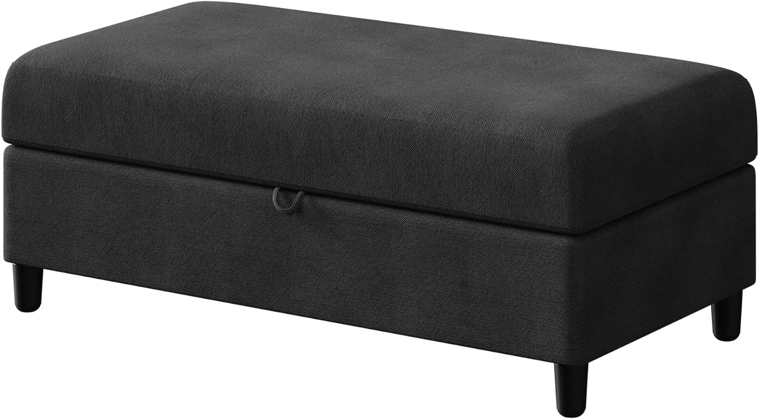 Shintenchi 45 Upholstered Storage Ottoman Bench, Rectangular Fabric Storage Footstool Bench with Hydraulic Rod for Living Room, Bedroom (Black)