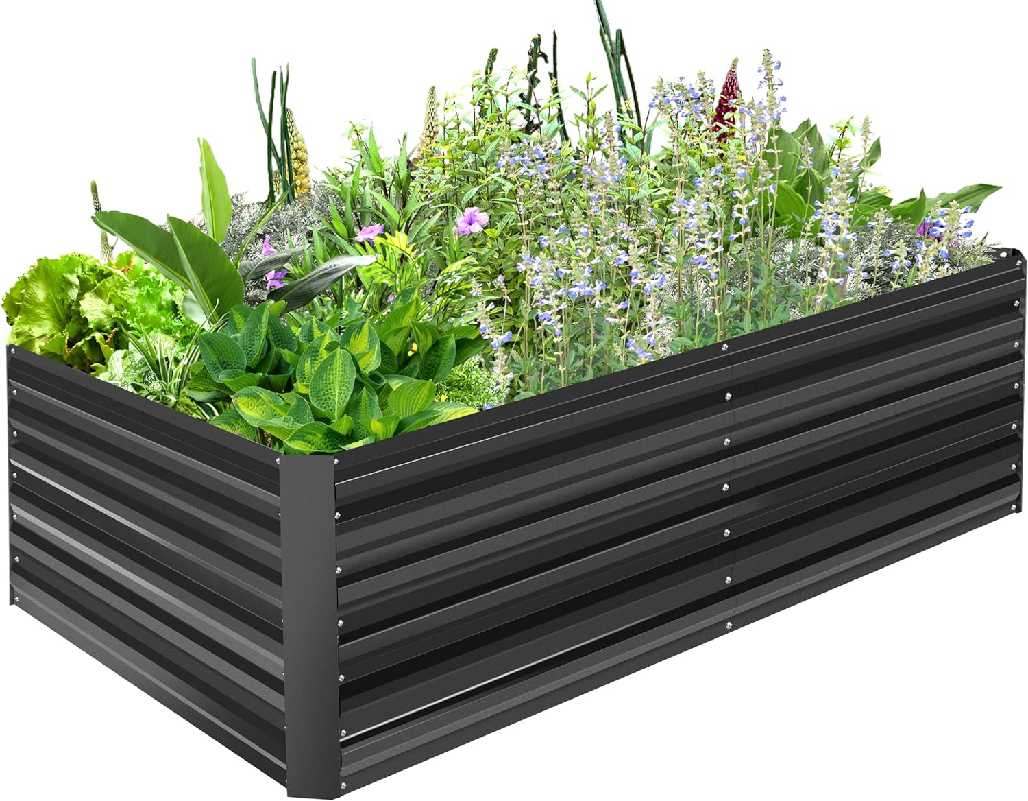 8x4x2FT Raised Garden Beds Large Galvanized Planter Raised Beds Outdoor Sturdy Raised Bed for Vegetables, Flowers, Fruits, Succulent, Herbs, Garden Box with Open Bottom Easy Assembly