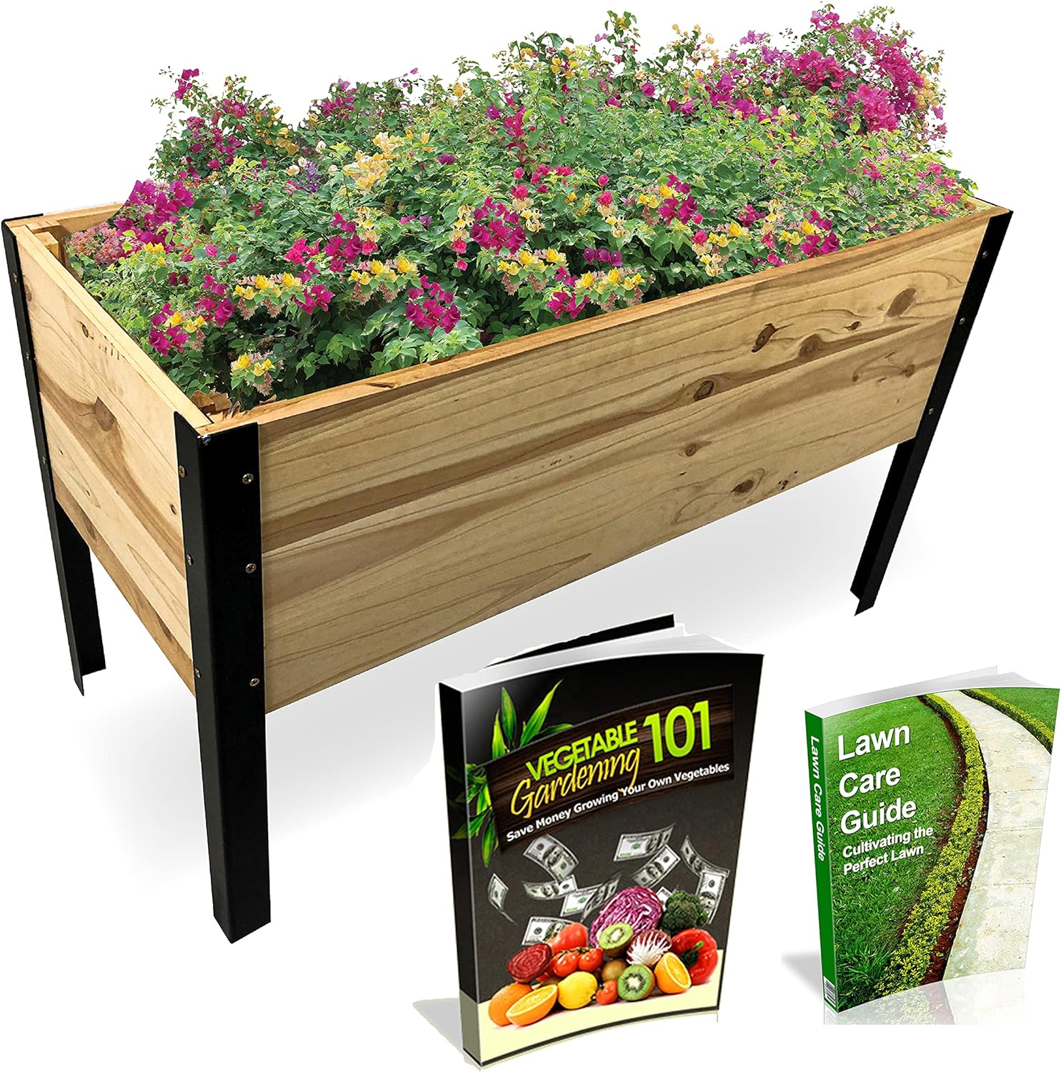 Backyard Expressions Raised Garden Bed, Elevated Wood Planter Box Stand - 35.5 W x 15.5 D x 22 H