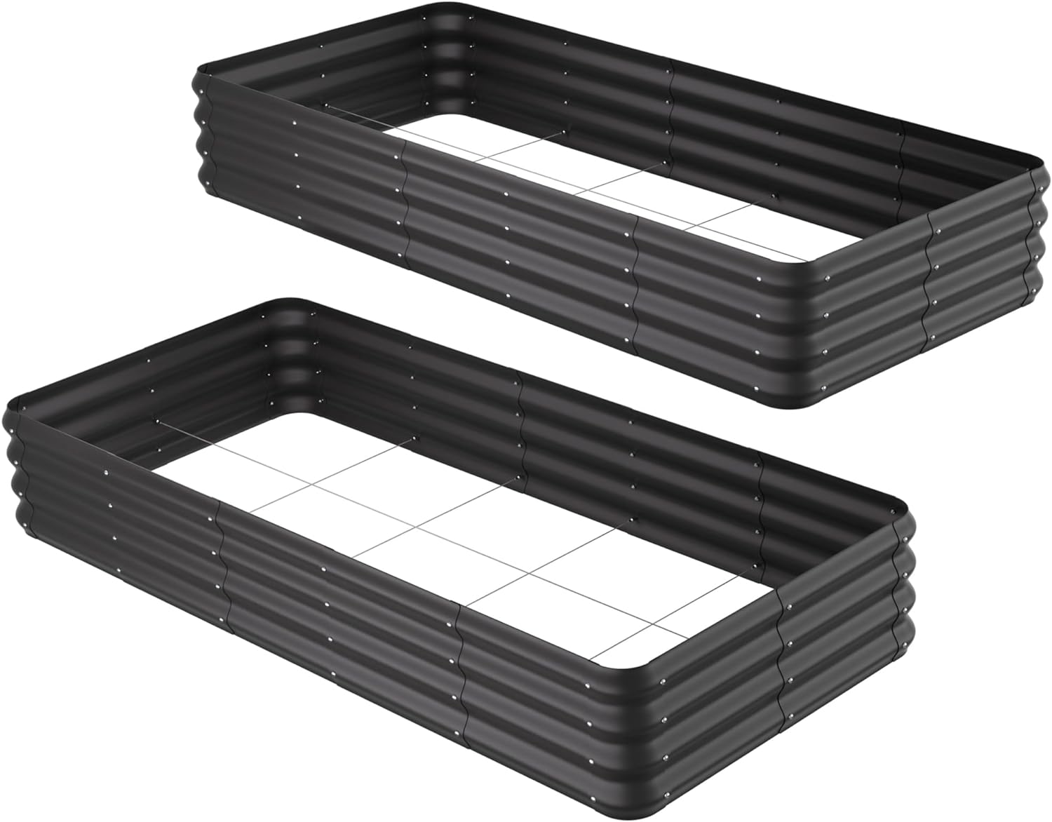 ENJOYBASICS Raised Garden Bed Outdoor, Thickened Bottomless Garden Beds for Gardening 6x3x1 FT, 2 Pack Plastic Raised Planter Box for Growing Vegetables, Fruits, Flower, Herb