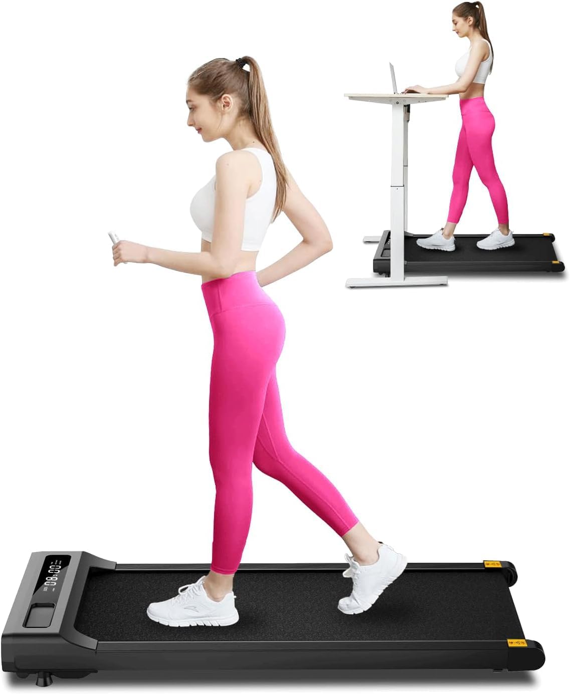 Walking Pad Treadmill Under Desk-Under Desk Treadmill for Office Home,2 in 1 Desk Treadmill Space Saving,Remote Control,LED Display.