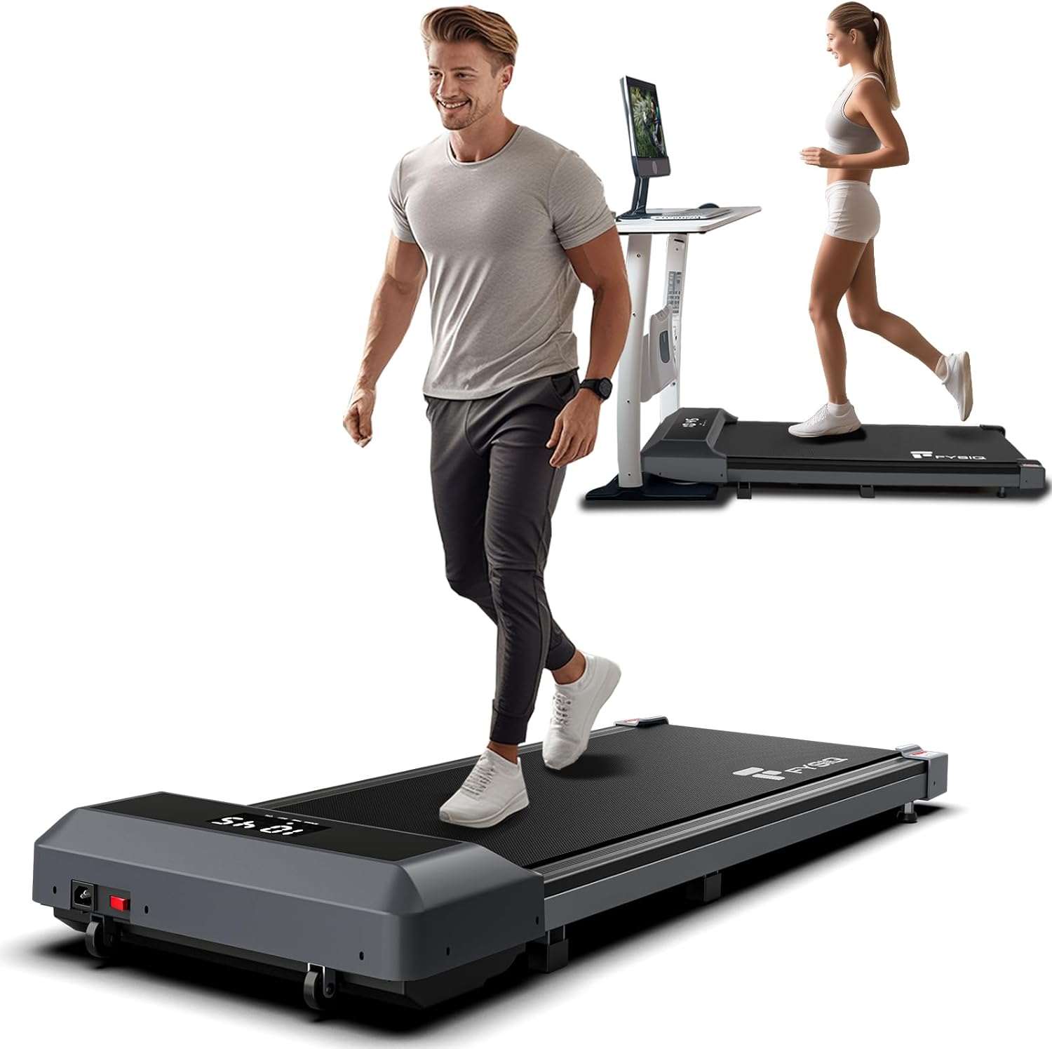 Walking Pad Desk Treadmill, Under Desk Treadmills for Home Office, 2 in 1 Walking and Jogging Machine, with Dual Remote Control Methods (Bluetooth & Wireless), with Free Bluetooth APP