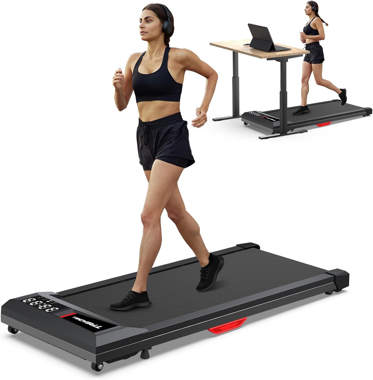 Walking Pad Under Desk Incline Treadmill for Home Office, 40dB Small Treadmill 300lbs Capacity, Cardio Training Walking Jogging Running, Easy to Move Use, Smart Treadmill Compatible with ZWIFT KINOMAP