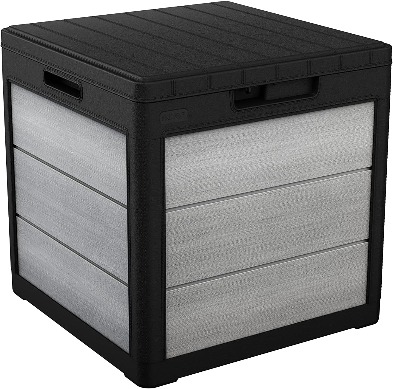 Keter Denali 30 Gallon Resin Deck Box for Patio Furniture, Pool Accessories, and Storage for Outdoor Toys, Grey/Black