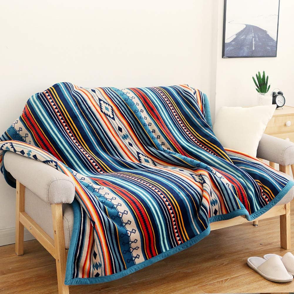 UKELER Bohemian Sherpa Throw 80'' x 60''- Soft Plush Flannel Boho Throw Blankets for Bed/Couch/Sofa/Office/Camping