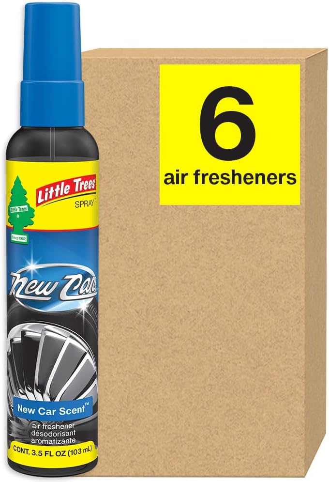 LITTLE TREES Car Air Freshener. SPRAY Provides a Long-Lasting Scent for Auto or Home. On-the-go Freshness. New Car Scent, 6 Air Fresheners