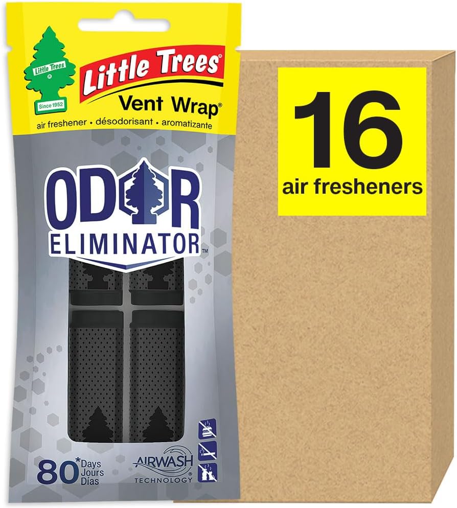 LITTLE TREES Car Air Freshener. Vent Wrap Provides Long-Lasting Scent, Slip on Vent Blade. Odor Eliminator, 16 Air Fresheners, 4 Count (Pack of 4)