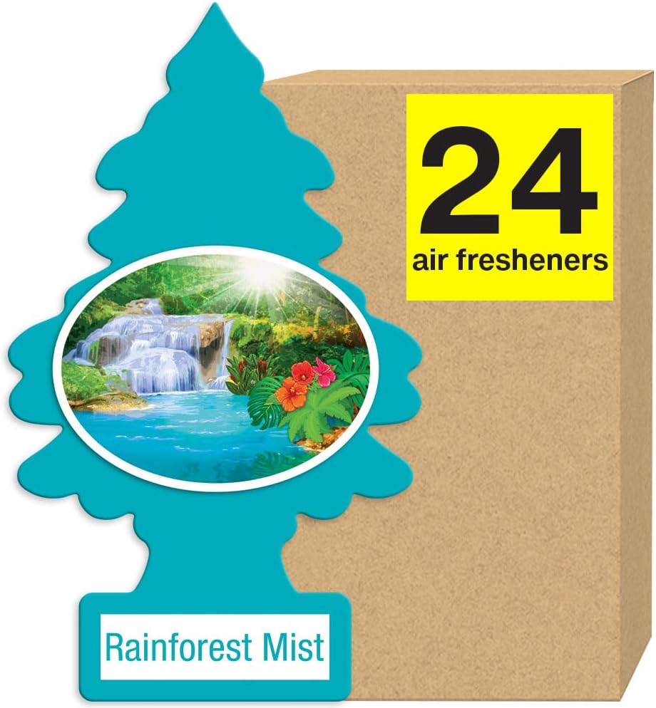 LITTLE TREES Air Fresheners Car Air Freshener. Hanging Tree Provides Long Lasting Scent for Auto or Home. Rainforest Mist, 24 Air Fresheners