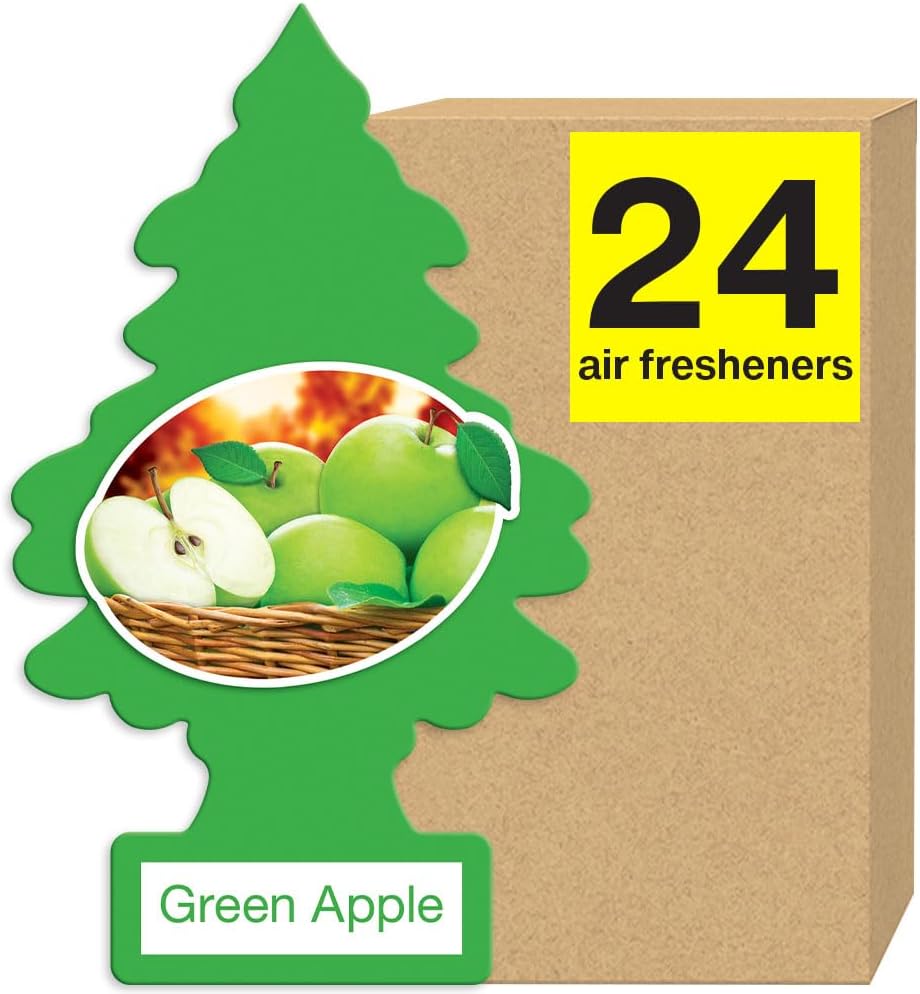 LITTLE TREES Air Fresheners Car Air Freshener. Hanging Tree Provides Long Lasting Scent for Auto or Home. Green Apple, 24 Air Fresheners