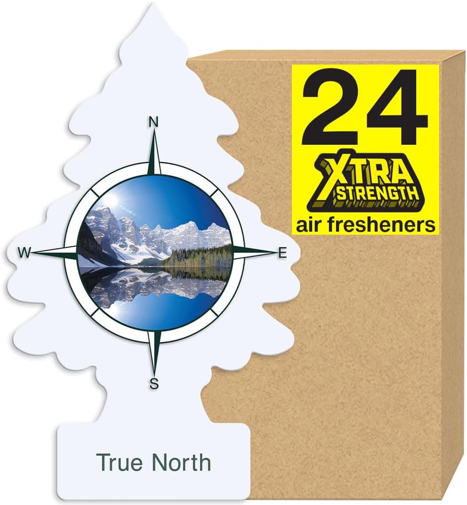 LITTLE TREES Air Fresheners Car Air Freshener. Xtra Strength Provides Long-Lasting Scent for Auto or Home. Extra Boost of Fragrance. True North, 24 Air Fresheners