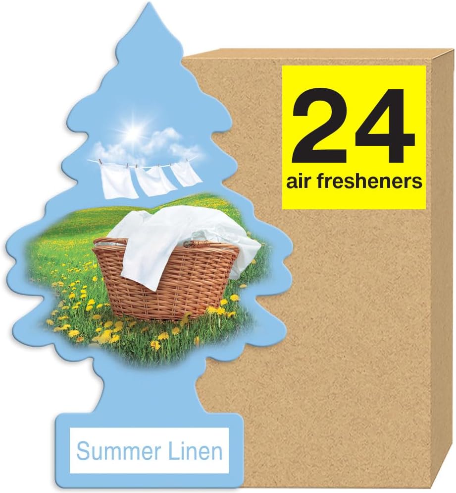 LITTLE TREES Air Fresheners Car Air Freshener. Hanging Tree Provides Long Lasting Scent for Auto or Home. Summer Linen, 24 Air Fresheners