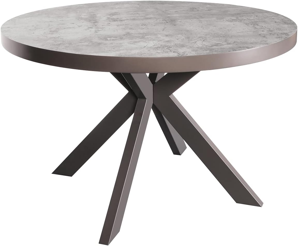 Acanva Small Round Dining Table for 4 Person, MDF & HPL Surface and Sturdy Base Structure, Modern Design for Kitchen, Living Room & Apartment, Easy Assembly, 47.2 Diam. x 30 H, Light Concrete