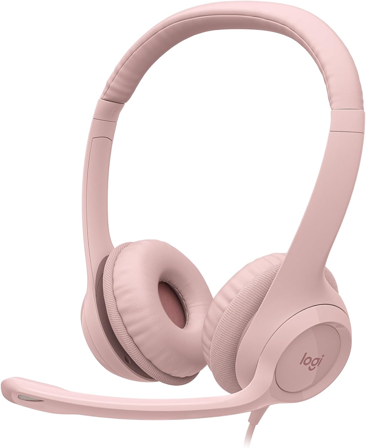 Logitech H390 Wired Headset for PC/Laptop, Stereo Headphones with Noise Cancelling Microphone, USB-A, in-Line Controls for Video Meetings, Music, Gaming and Beyond- Rose