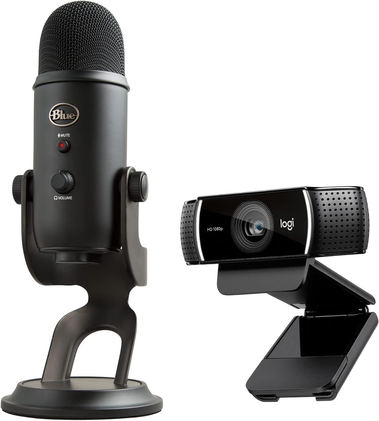 Blue Yeti Premium USB Gaming Microphone for Streaming, Blue VO!CE Software, PC, Podcast, Studio, Computer Mic, Exclusive Streamlabs Themes + C922x Pro Stream Webcam - Blackout