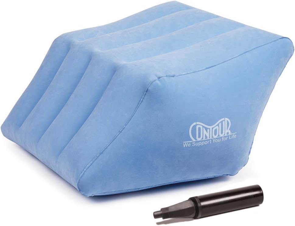 Contour 2-in-1 Inflatable Leg & Knee Relief Support Cushion - Wedge Pillow Gently Elevates Legs to Relax Muscles & Comfort Swelling