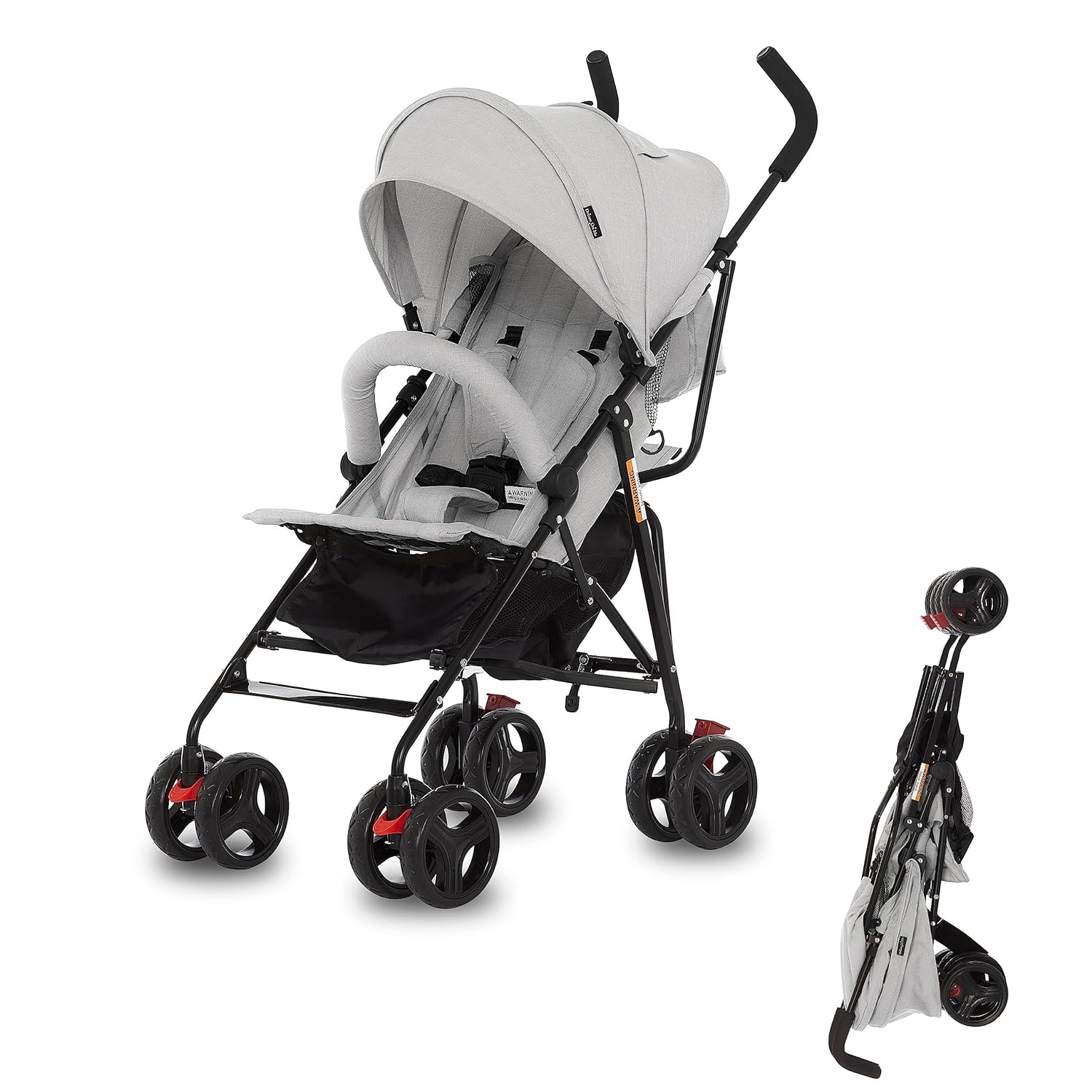 Vista Moonwalk Baby Stroller in Light Gray, Lightweight Infant Stroller with Compact Fold, Multi-Position Recline Umbrella Stroller with Canopy, Extra Large Storage and Cup Holder