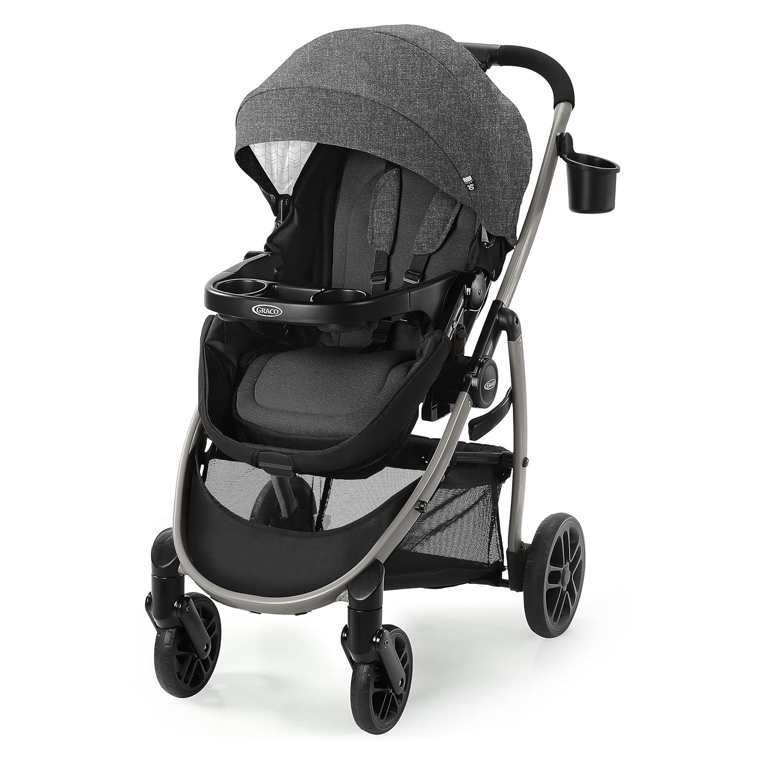 Graco Modes Pramette Stroller, Baby Stroller with True Pram Mode, Reversible Seat, One Hand Fold, Extra Storage, Child Tray, Redmond