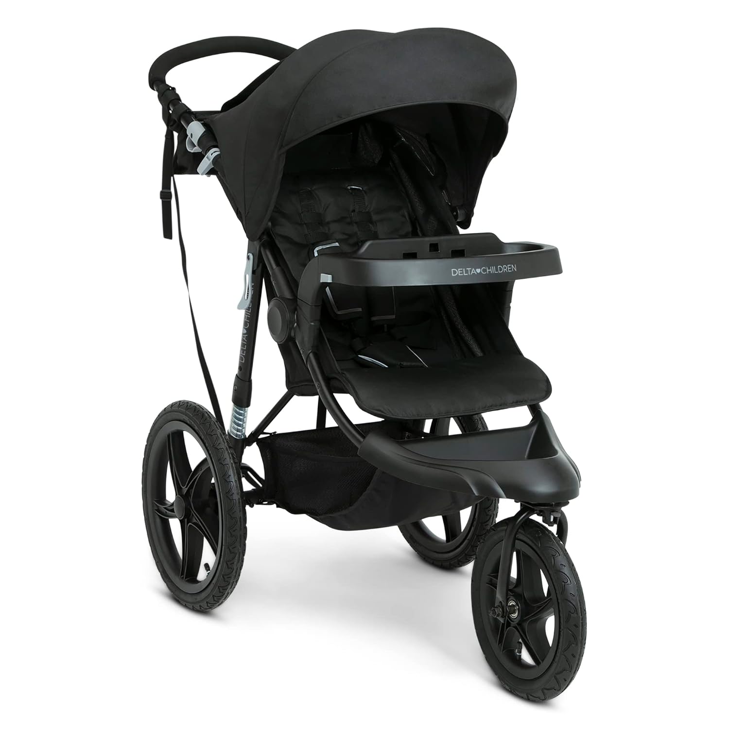 Apollo Jogging Stroller - Shock Absorbing Frame with Large Canopy & Recline - Car Seat Compatible, Black