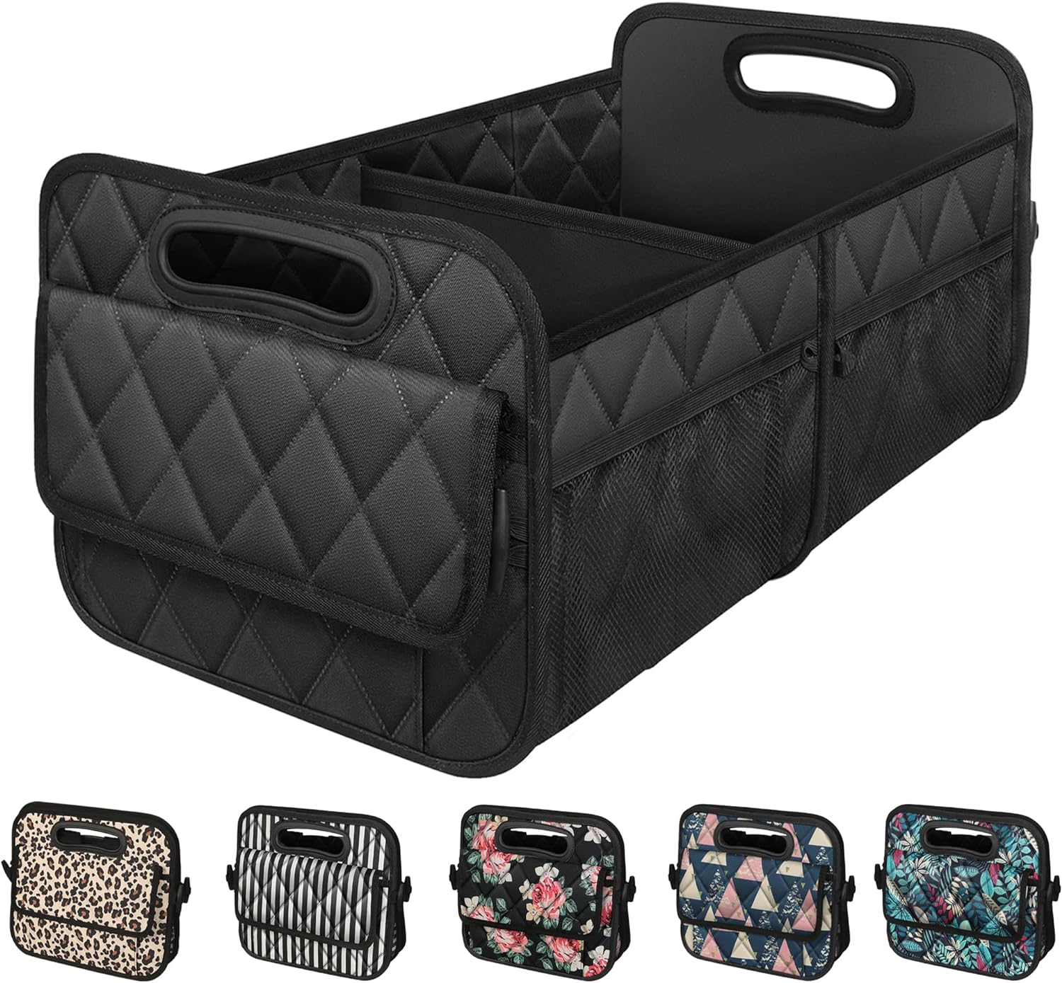 Car Trunk Organizer for SUV, Car Organizers and Storage with 6 Pocket, Car Accessories for Women/Men 50LWaterproof Polyester Trunk Organizer, Black