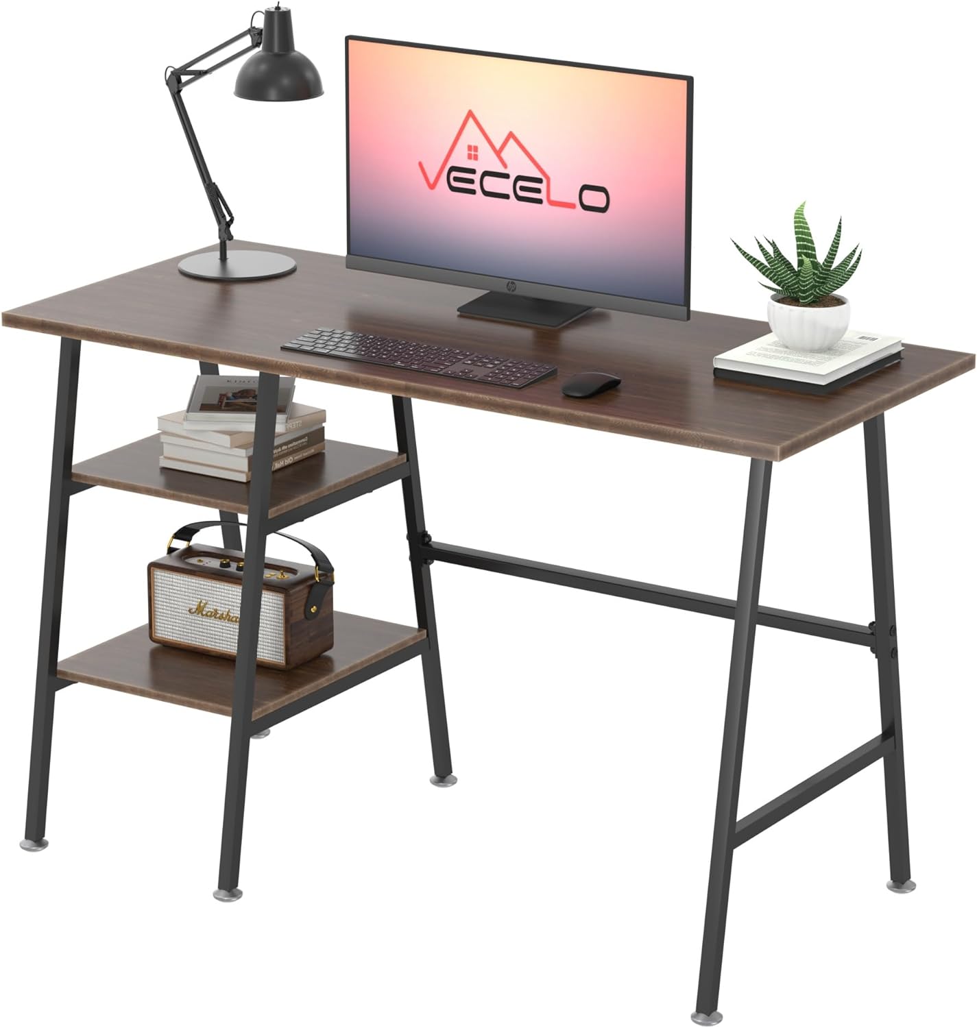 VECELO 43 Inch Computer Desks Home Office, 43, Brown