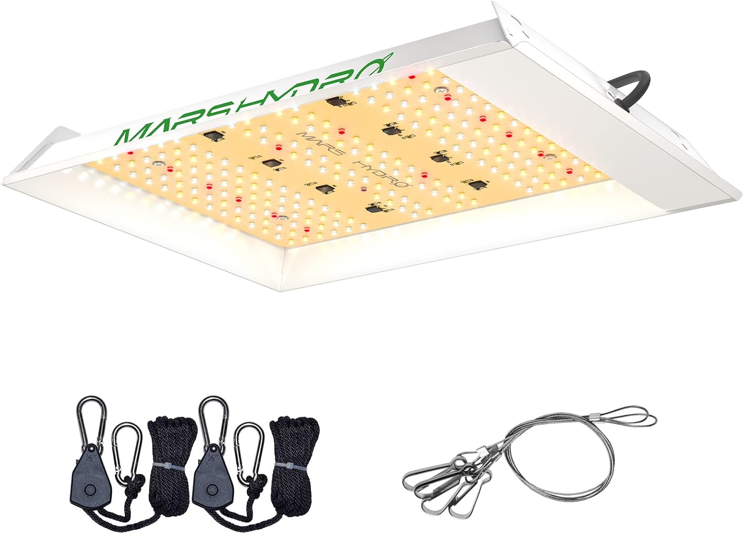 I have had this light for about two weeks now. The light appears well made and comes with the normal hardware for hanging plus a timer and temp/humidity sensor. I would have preferred those to be an option since I have them already and suspect most growers do as well. For first time growers it' a nice package deal.I have six 3-4 week old plants under it at about 18 and four under a 1500 watt LED and there is a noticeable difference in growth on the plants under the Mars Hydro. I recently purch