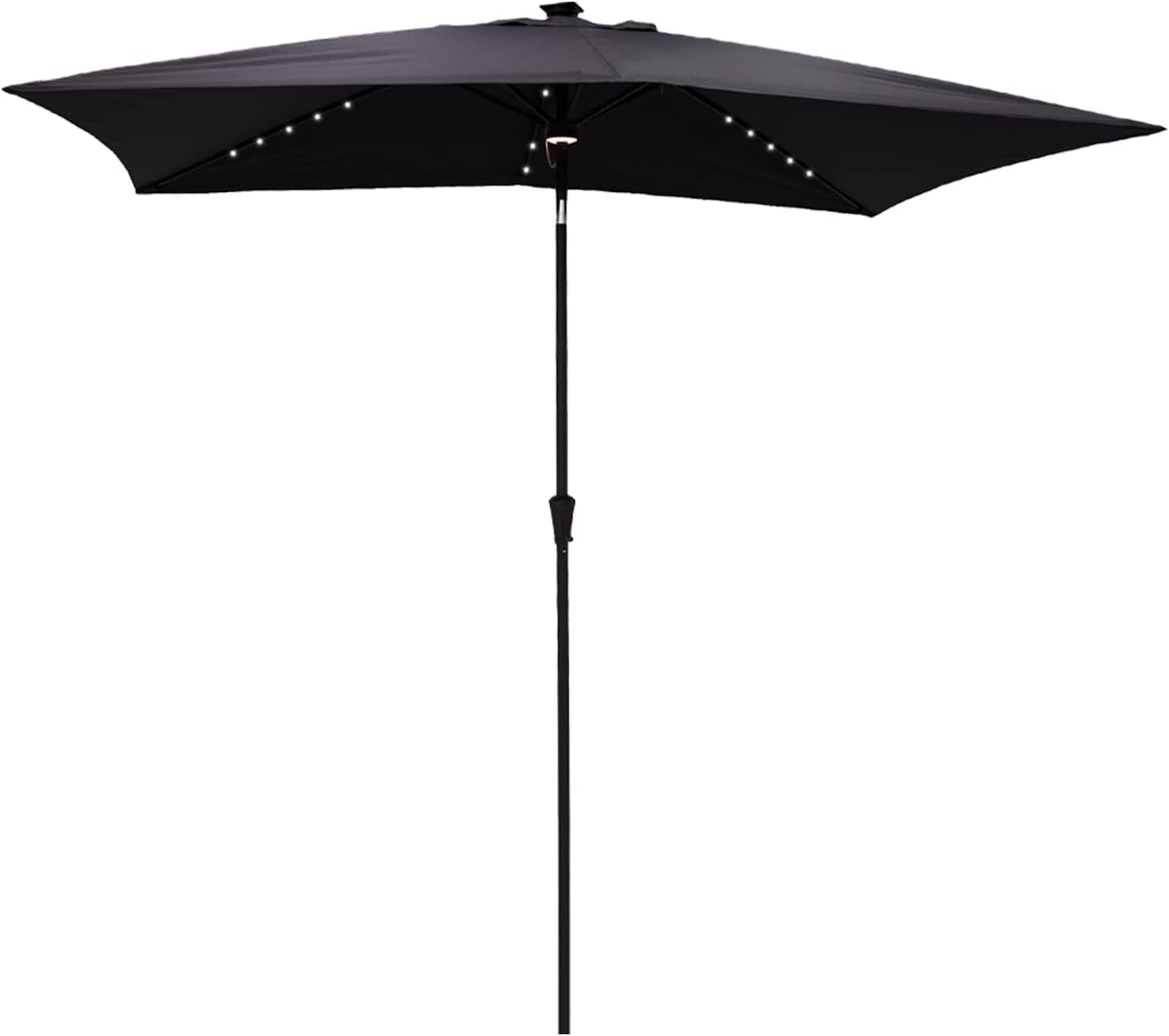 FLAME&SHADE 6.5 x 10 ft Rectangular Solar Powered Outdoor Market Patio Table Umbrella with LED Lights and Tilt