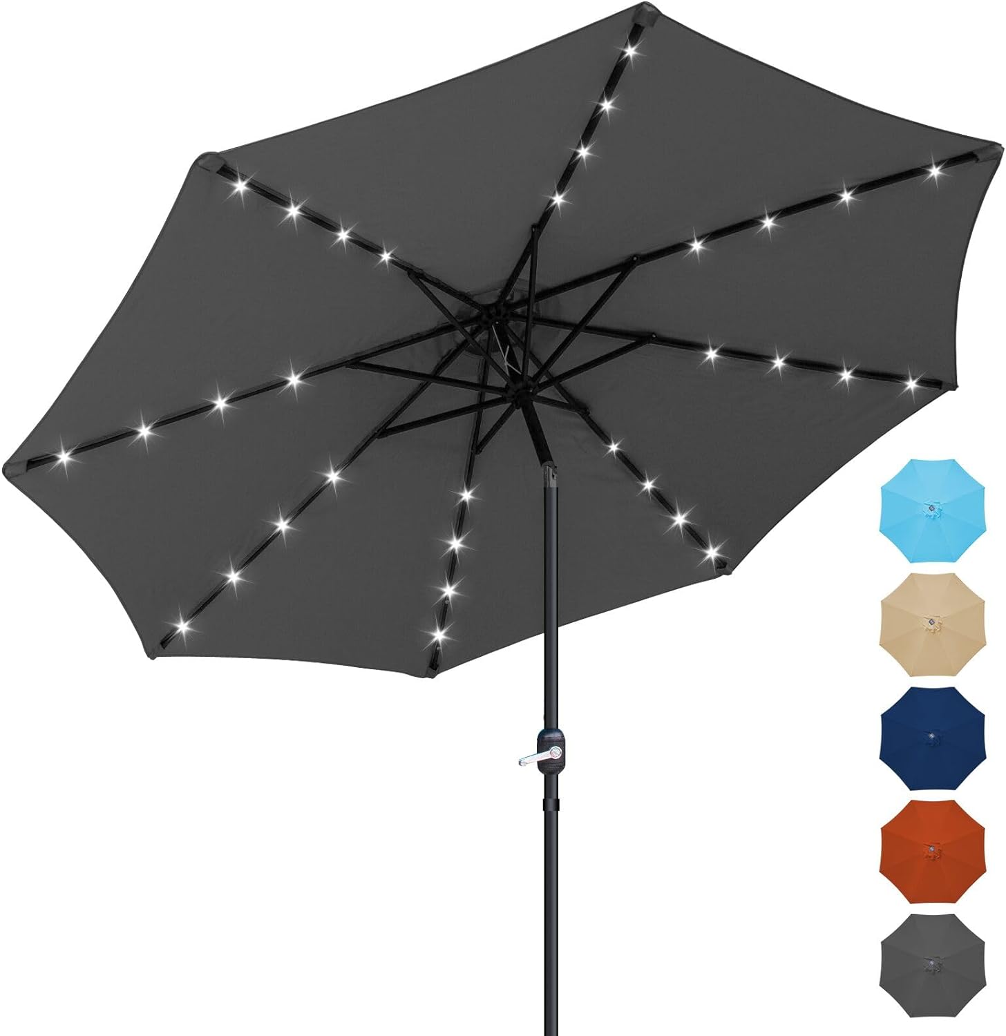 Patio Umbrella 10ft with 32 Solar LED Lights -8 Ribs