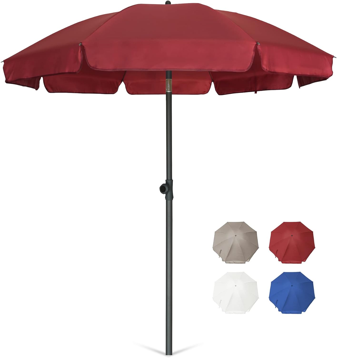 AMMSUN Patio Umbrella 6.5 ft Market Table Umbrella Tilt Steel Pole UPF50  Protection, Great for Outdoor Garden Backyard, Maroon