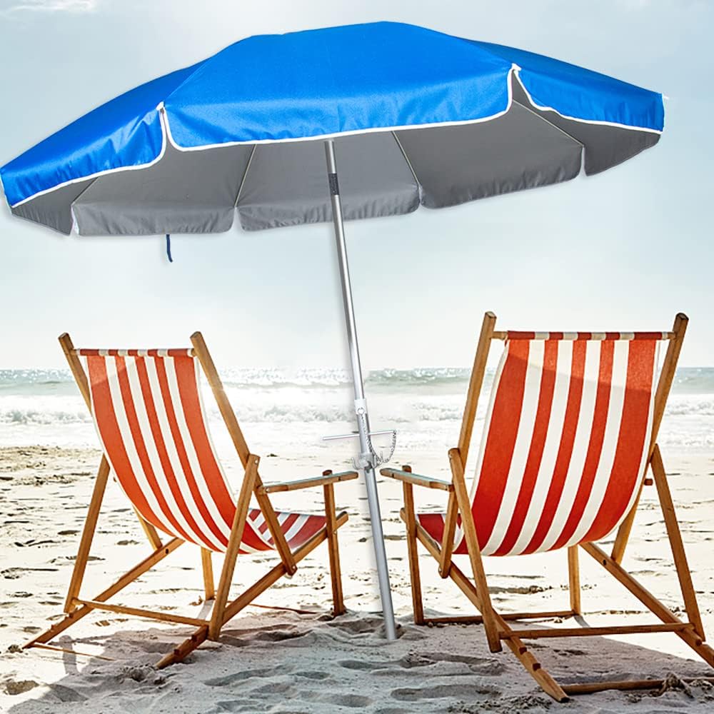 Snail Beach Umbrella Outdoor Portable Sunshade Umbrella for Sand & Sun UPF 50+ Protection High Wind Beach Umbrellas with Sand Anchor Tilt Aluminum Pole Air Vent and Carry Bag