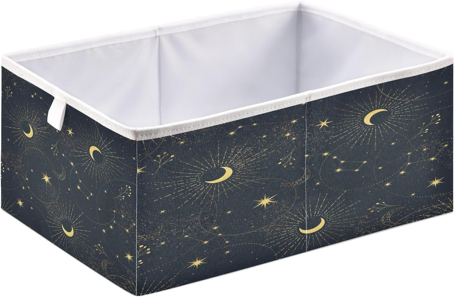 Moon Plants Stars Storage Bins Black Background Foldable Storage Basket Fabric Storage Box Organizer for Clothes Toys Books Drawers Under Bed 15.75 x 10.63in