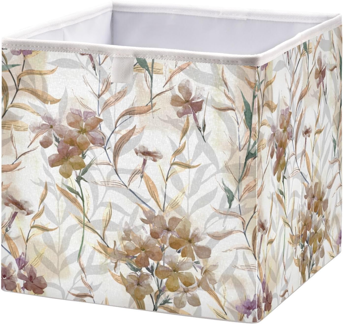 Vintage Flowers Cube Storage Bins - 11x11x11 In Large Foldable Storage Basket Fabric Storage Baskes Organizer for Toys, Books, Shelves, Closet, Home Decor