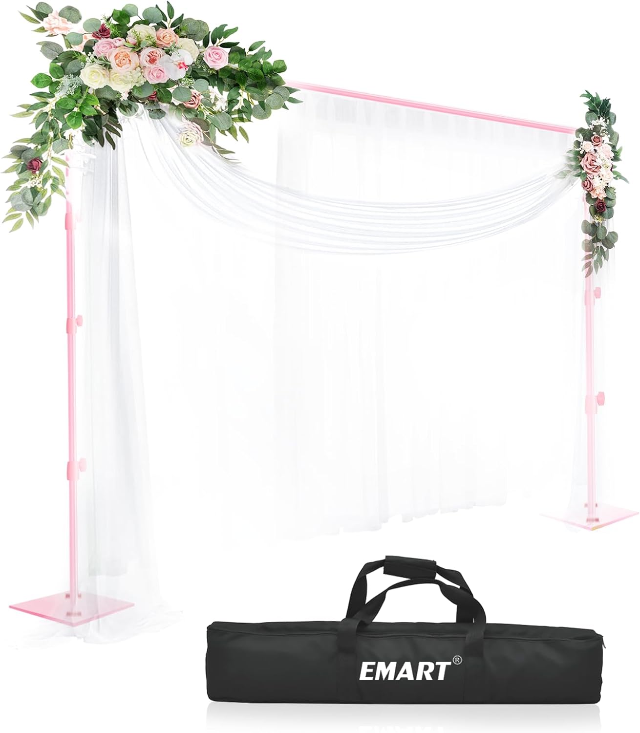 EMART Heavy Duty Backdrop Stand 8.5x10ft(HxW) Adjustable Background Support System Kit with Steel Base for Photography, Photo Backdrop Stand for Parties Birthday Video Studio - Pink