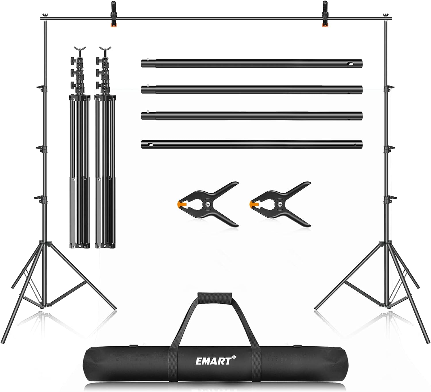 EMART 10 x 12ft (H X W) Photo Backdrop Stand Kit, Adjustable Photography Video Studio Background Stand Support System for Photo Booth Muslin