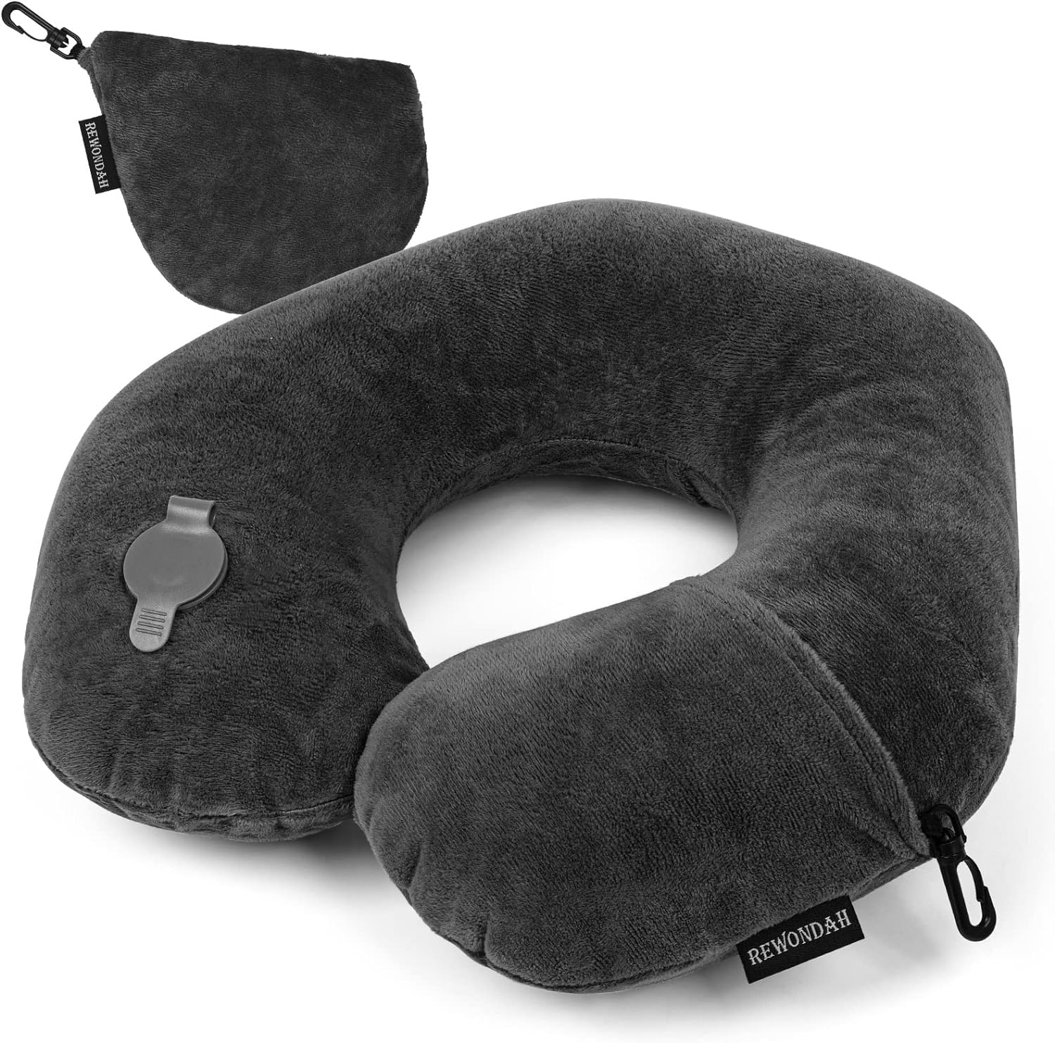I ordered 5 of these before our last family trip, and I am SO glad I did! We were only traveling with backpacks (#frontierairlines) and had some late/overnight flights, so I wanted to be able to sleep. These neck pillows fold up into a little bundle and we hooked them right on our backpacks. They are super easy to inflate/deflate, so you can pop it up when you want it and quickly put it away when you're done. AND you can adjust the thickness to fit your position. The covers are really soft and c