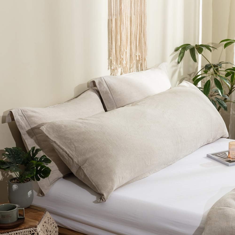 Simple&Opulence Body Pillow Cover 20 x 54,100% Pure Linen, Ultra Soft and Breatherable, Body Pillowcase with Envelope Closure for Adults(Linen)