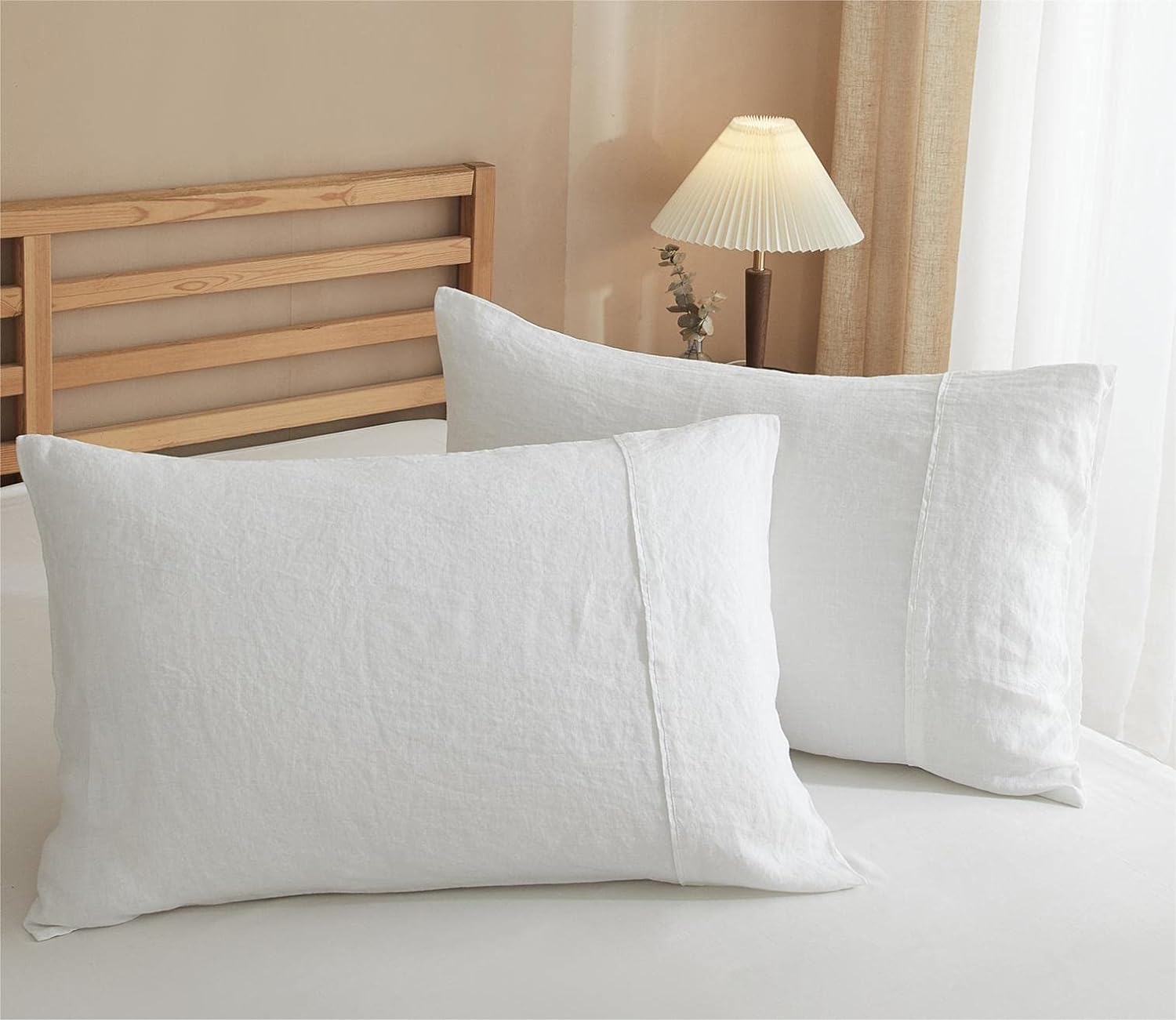 100% Linen Pillowcases Standard Size Set Super Soft Pillow Cases Flax Linen Breathable Pillowcase with Envelope Moisture-Absorbing Bed Pillow Covers 20x26 inches