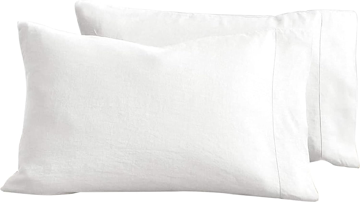 Baloo Linen Pillow Covers Set of 2, Pure Natural French Linen Pillow Case, Standard, 20x30 inches, White